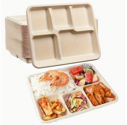 PET Lid to fit Bento Box Sugarcane 5 Compartment PET-FD05 (4xPkt50=Ctn200)